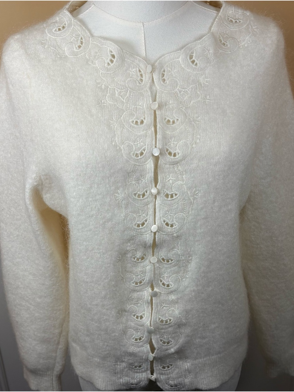 Sézane XL Statement Knit Sweater Ivory